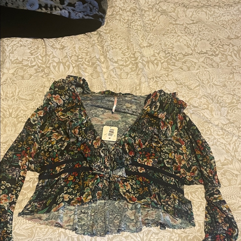 Free People Floral Ruffle Women's Top- night garden combo

Machine wash cold